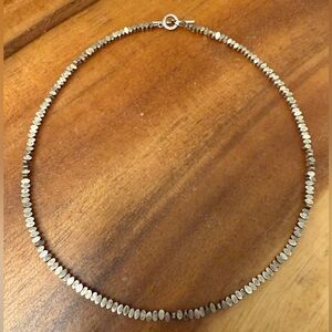 Necklace 925 Sterling Silver choker with sculpted nuggets 16" NEW